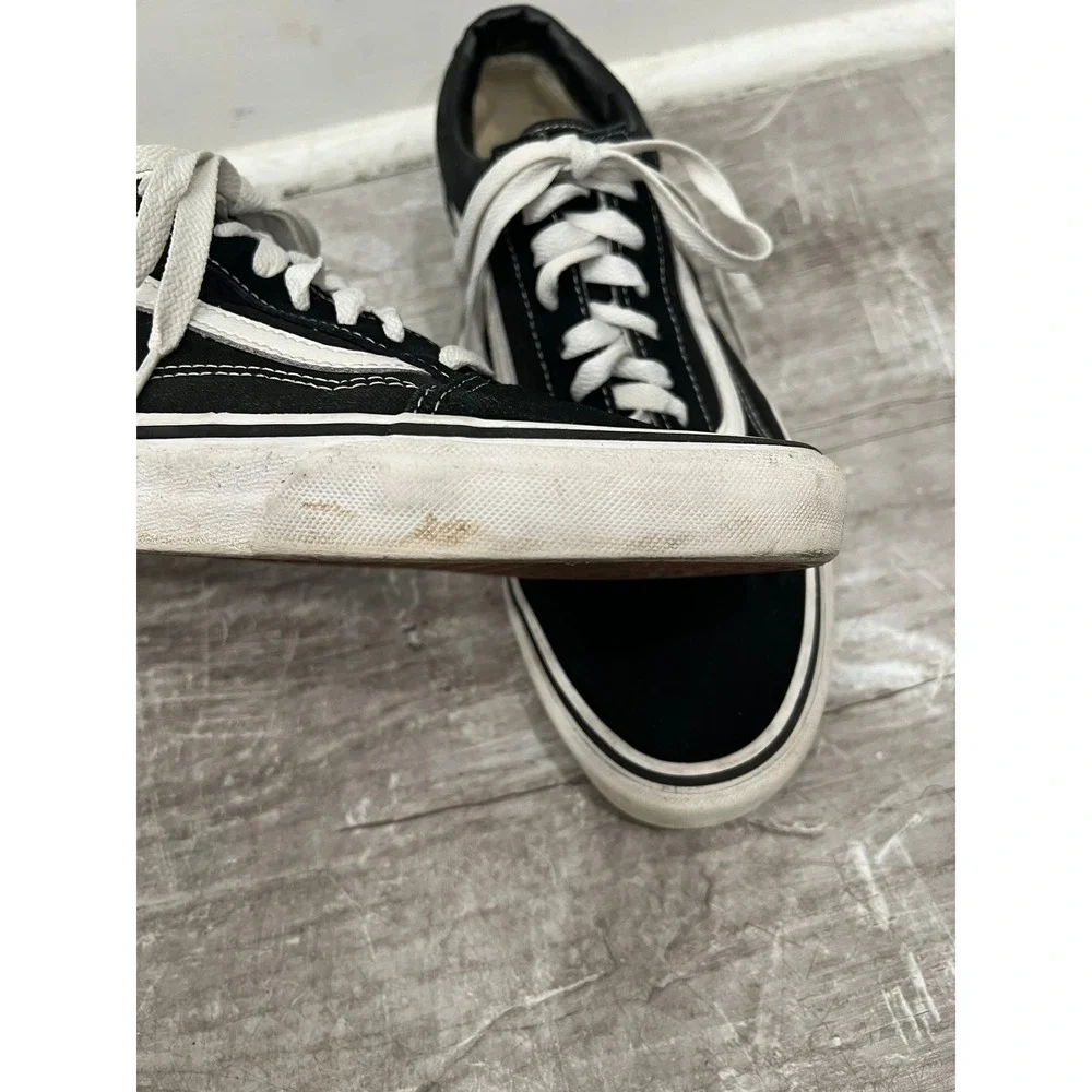 Vans Old Skool Men's 11 Black White Canvas Suede Low Top Skate Sneakers 507452